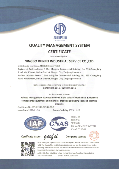 Quality Management System Certificate